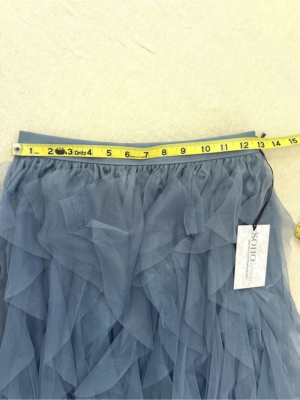SoHo Apparel Formal Feminine Elegant Blue Tulle Tiered Ruffle Maxi Skirt Size M - Picture 8 of 9